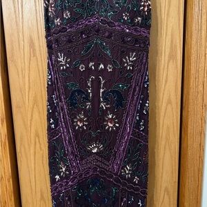 Adrianna Papell Purple Floral Embroidered Midi Dress